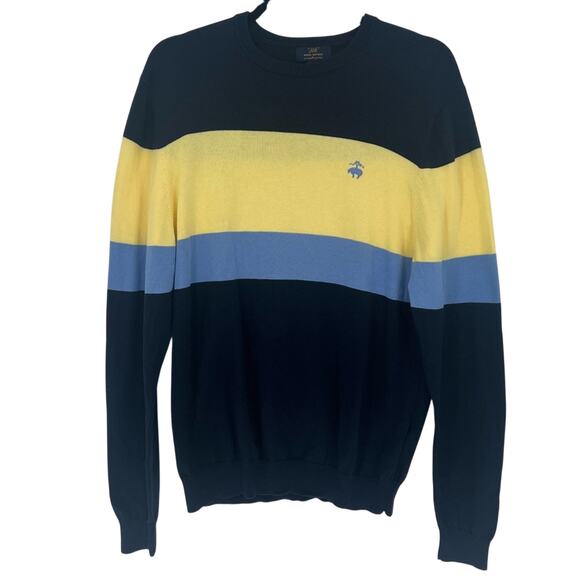 Brooks Brothers Striped Sweater - Navy, Yellow, Blue - M - Picture 1 of 7
